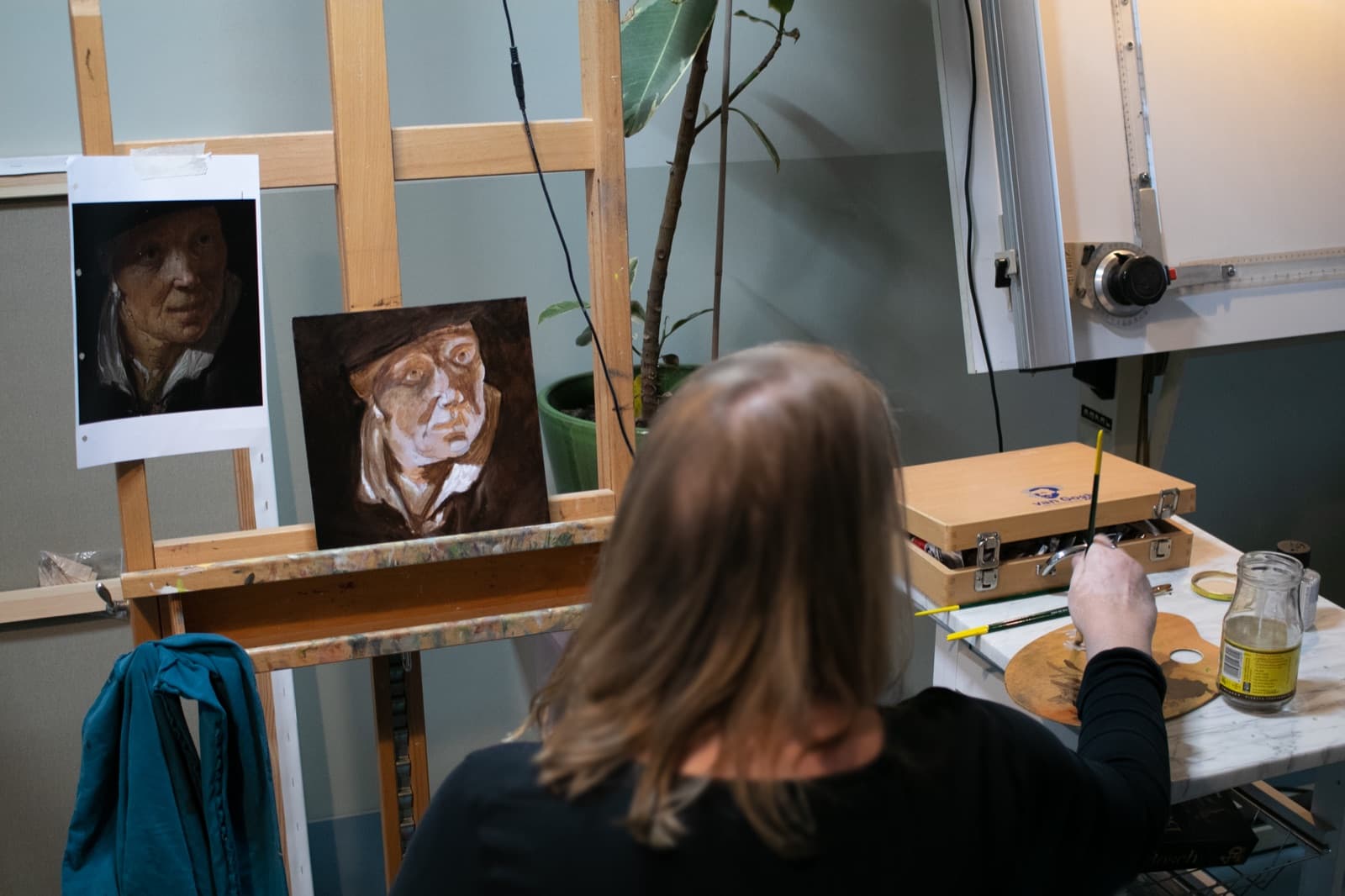 Portretstudie geschilderd tijdens de cursus